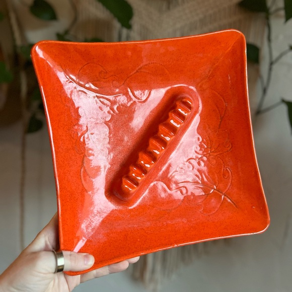 Mid Century Modern Orange Ceramic Catchall Ashtray Sculptural California Pottery - Picture 8 of 8